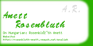 anett rosenbluth business card